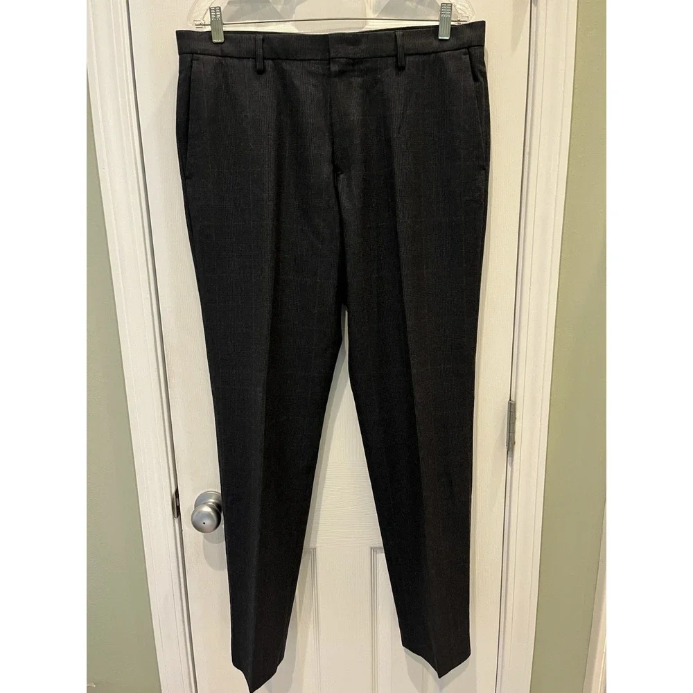 J. Crew Ludlow Slim Wool‎ Glen Check Navy Blue Dress Pants Men's 35x32 Trousers